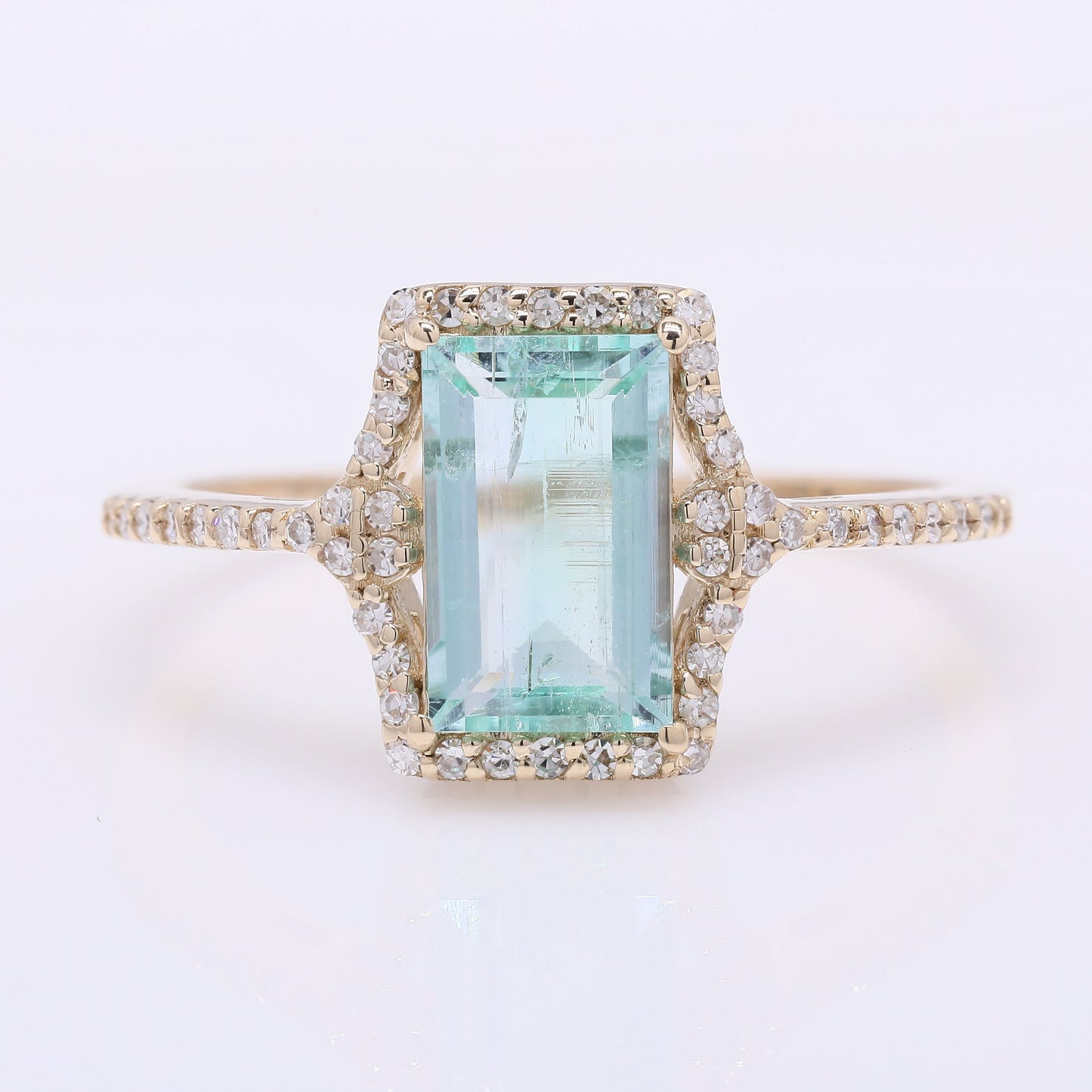 1.50 Ct Rectangle Step Cut Natural Emerald 14K Gold Ring