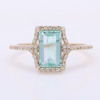 1.50 Ct Rectangle Step Cut Natural Emerald 14K Gold Ring