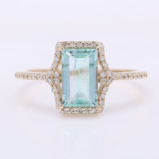 1.50 Ct Rectangle Step Cut Natural Emerald 14K Gold Ring