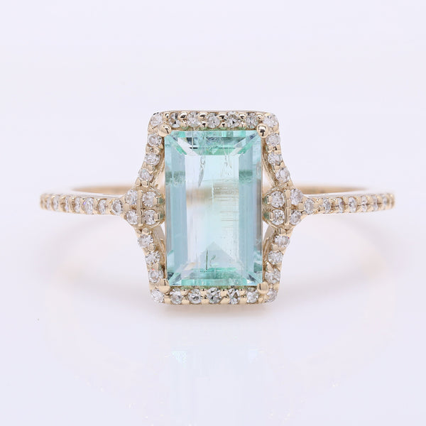 1.50 Ct Rectangle Step Cut Natural Emerald 14K Gold Ring