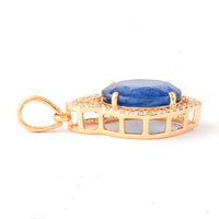 3.51 Ct Oval Mixed Cut Natural Sapphire 14K Gold Pendant