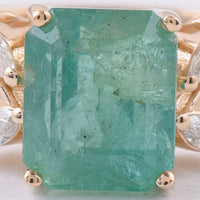 2.26 Ct Octagon Step Cut Natural Emerald 14K Gold Ring