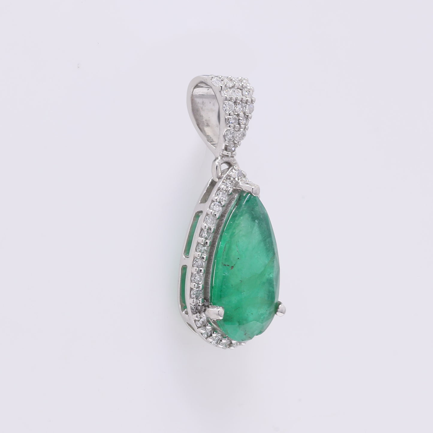 1.37 Ct Pear Mixed Cut Natural Emerald 950 Platinum Pendant
