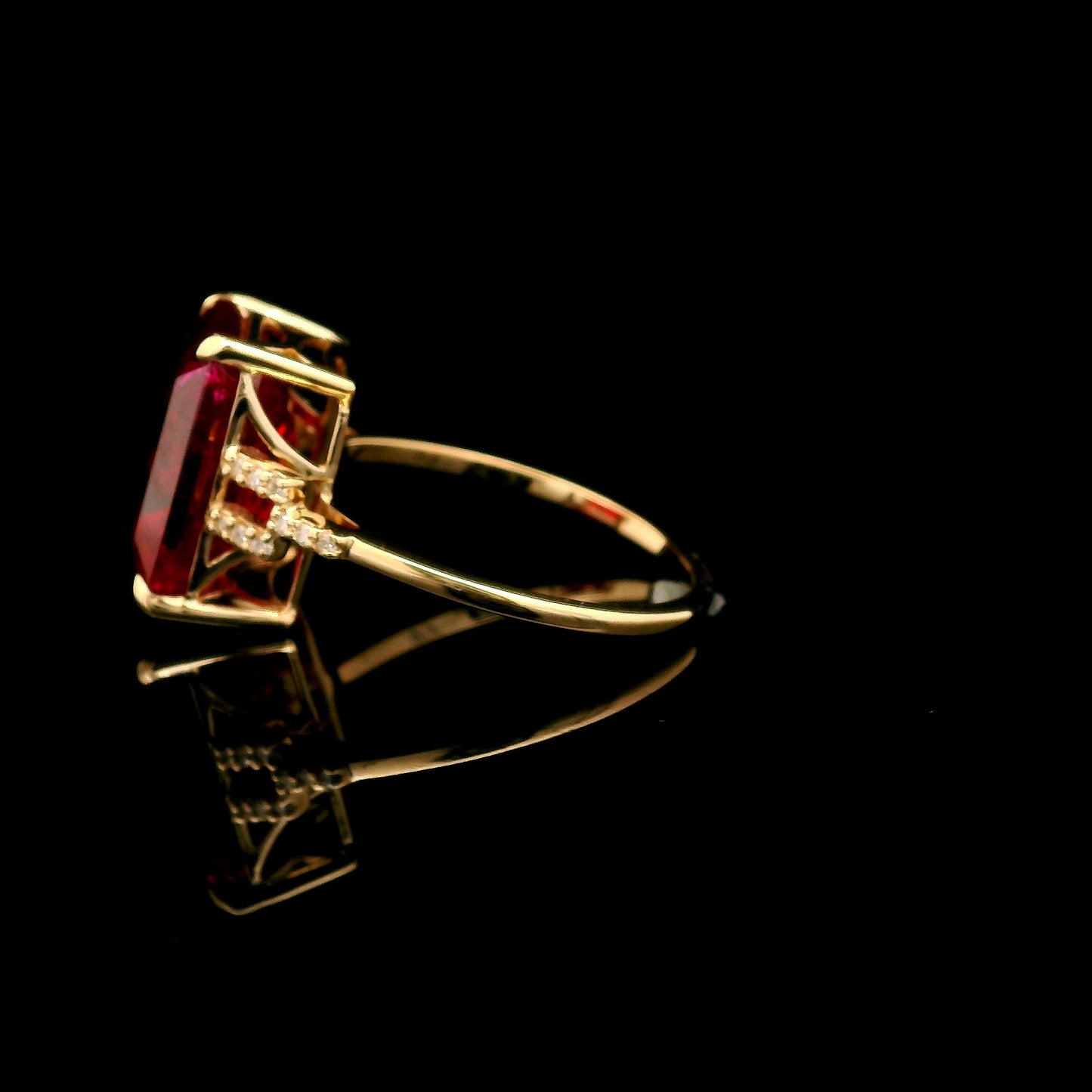8.50 Ct Emerald Cut Lab Grown Ruby 14K Gold Ring