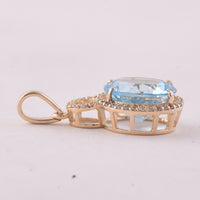 4.10 Ct Round Blue Topaz 9K Gold Pendant