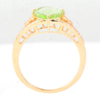 2.32 Ct Triangle Mixed Cut Natural Peridot 14K Gold Ring