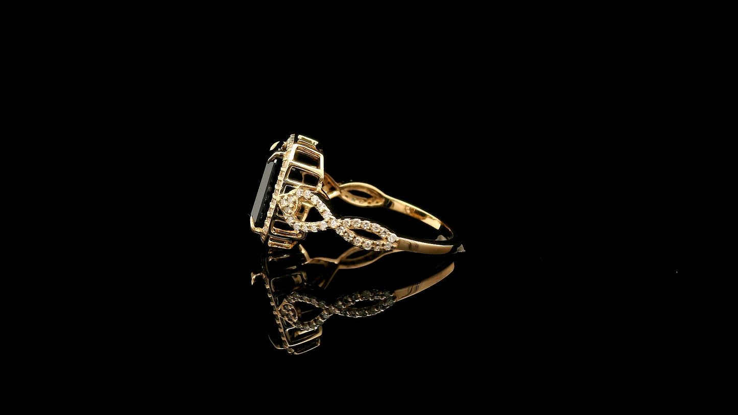 3.97 Ct Octagon Natural Sapphire 14K Gold Ring