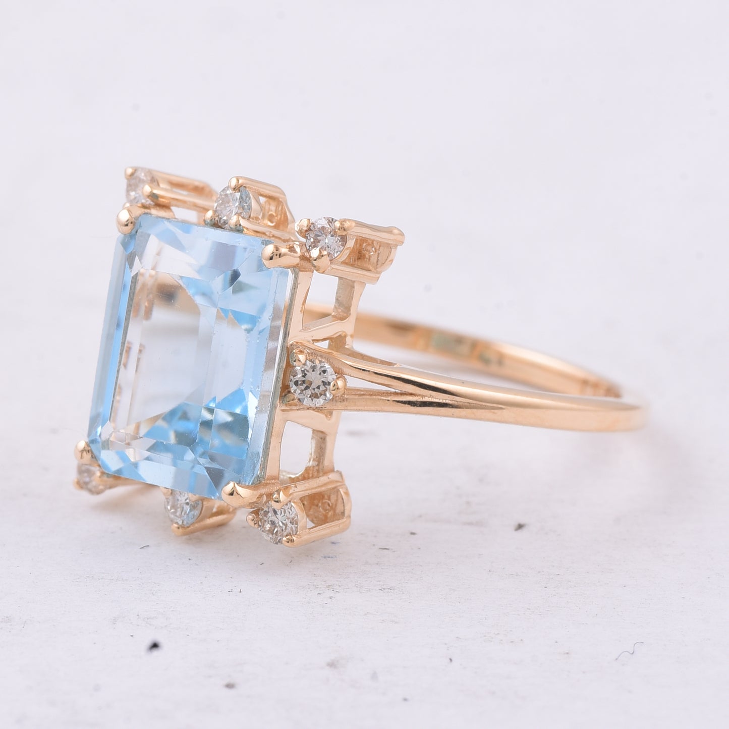 4.28 Ct Octagon Step Cut Natural Topaz 14K Gold Ring
