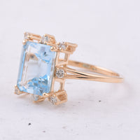 4.28 Ct Octagon Step Cut Natural Topaz 14K Gold Ring