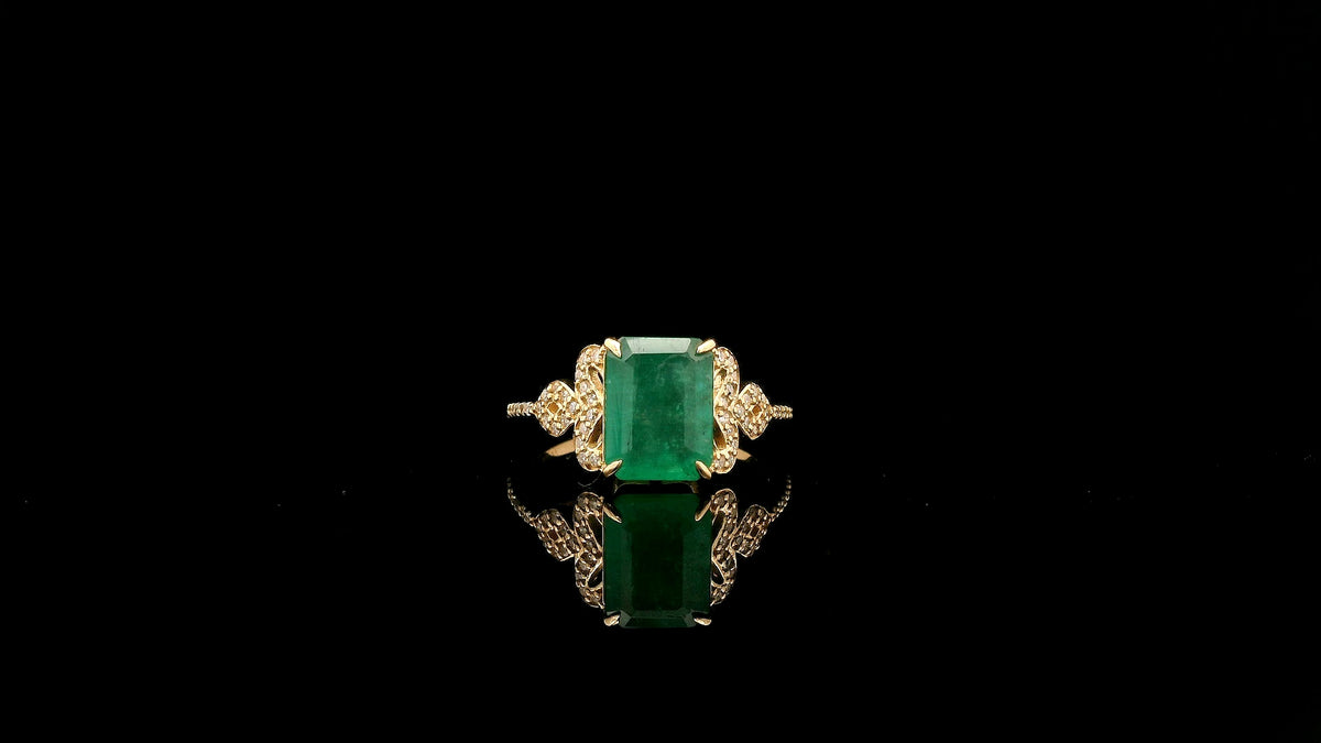 2.48 Ct Octagon Natural Emerald 14K Gold Ring