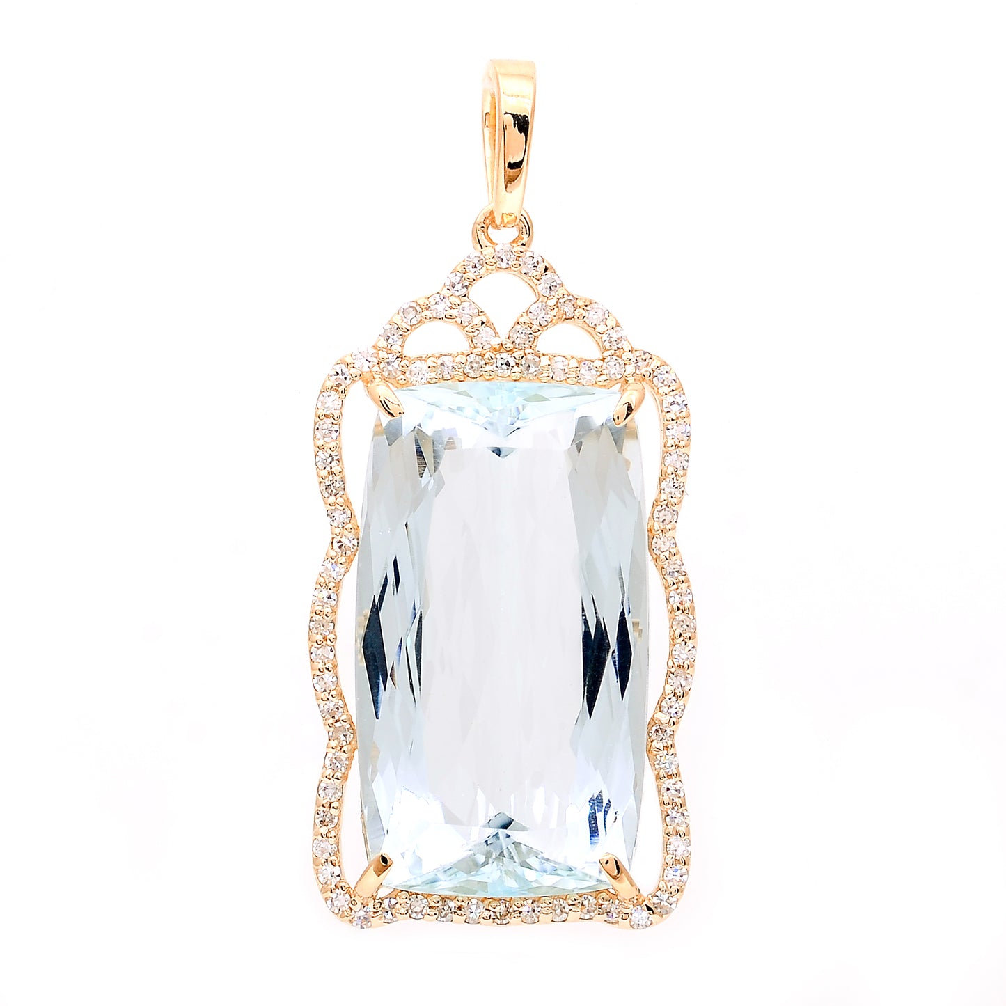 9.25 Ct Cushion Natural Aquamarine 14K Gold Pendant