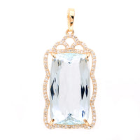 9.25 Ct Cushion Natural Aquamarine 14K Gold Pendant