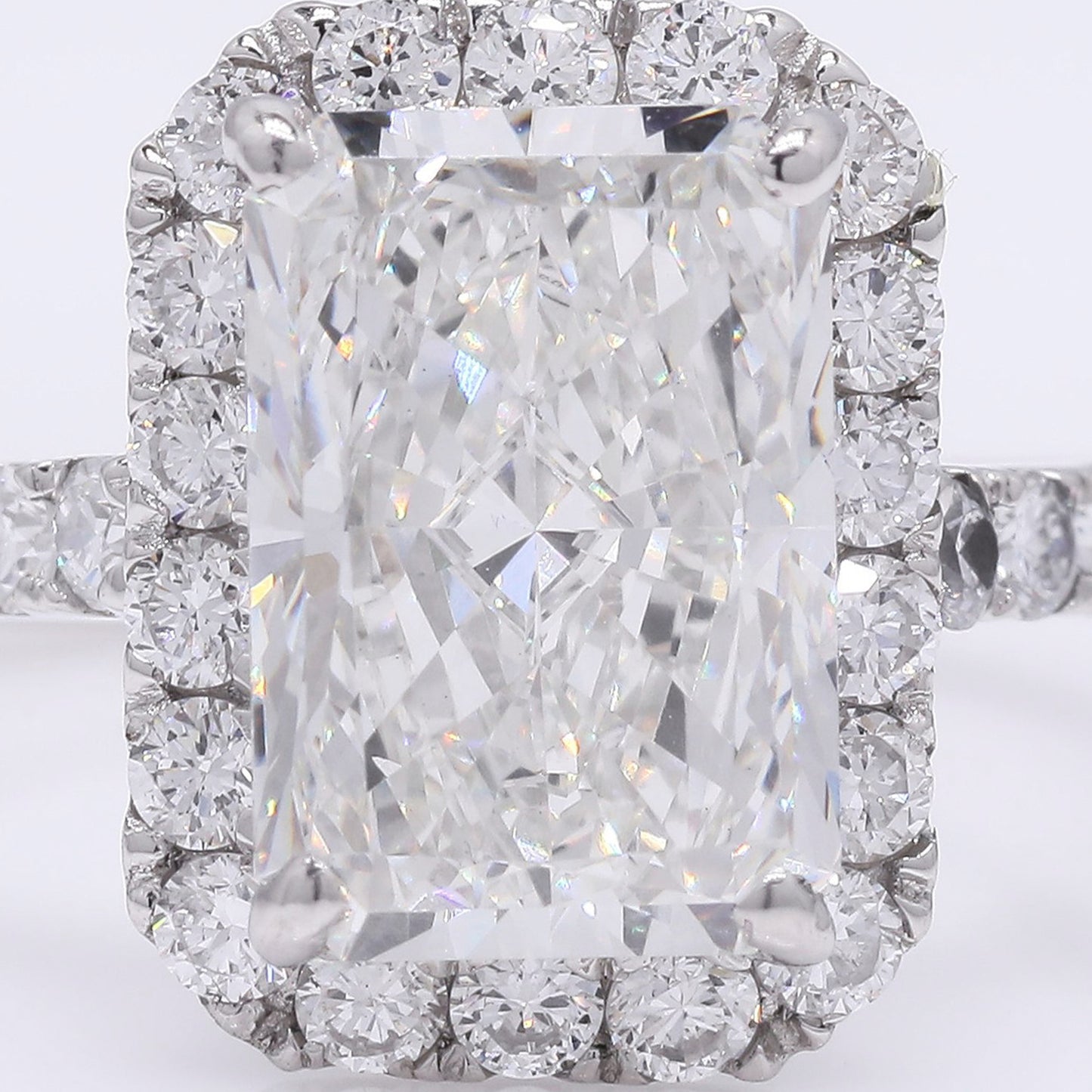 3.62 Ct Cut Cornered Rectangular Modified Brilliant Lab Grown Diamond 950 Platinum Ring