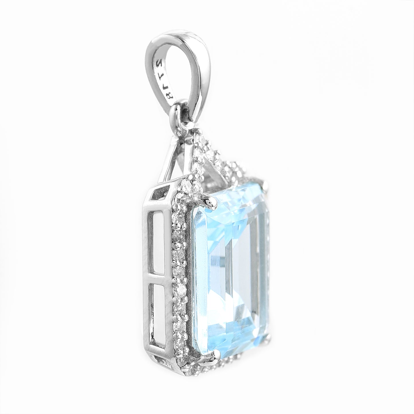 1.57 Ct Octagon Step Cut Natural Aquamarine 950 Platinum Pendant