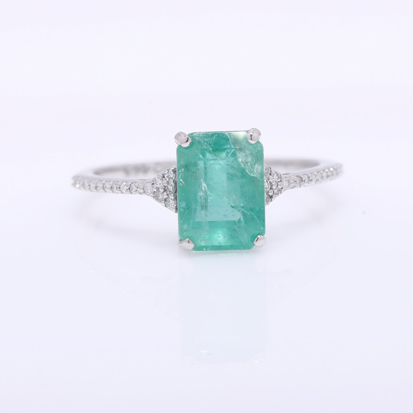 2.26 Ct Octagon Step Cut Natural Emerald 950 Platinum Ring