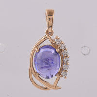 2.41 Ct Oval Cabochon Cut Natural Tanzanite 14K Gold Pendant
