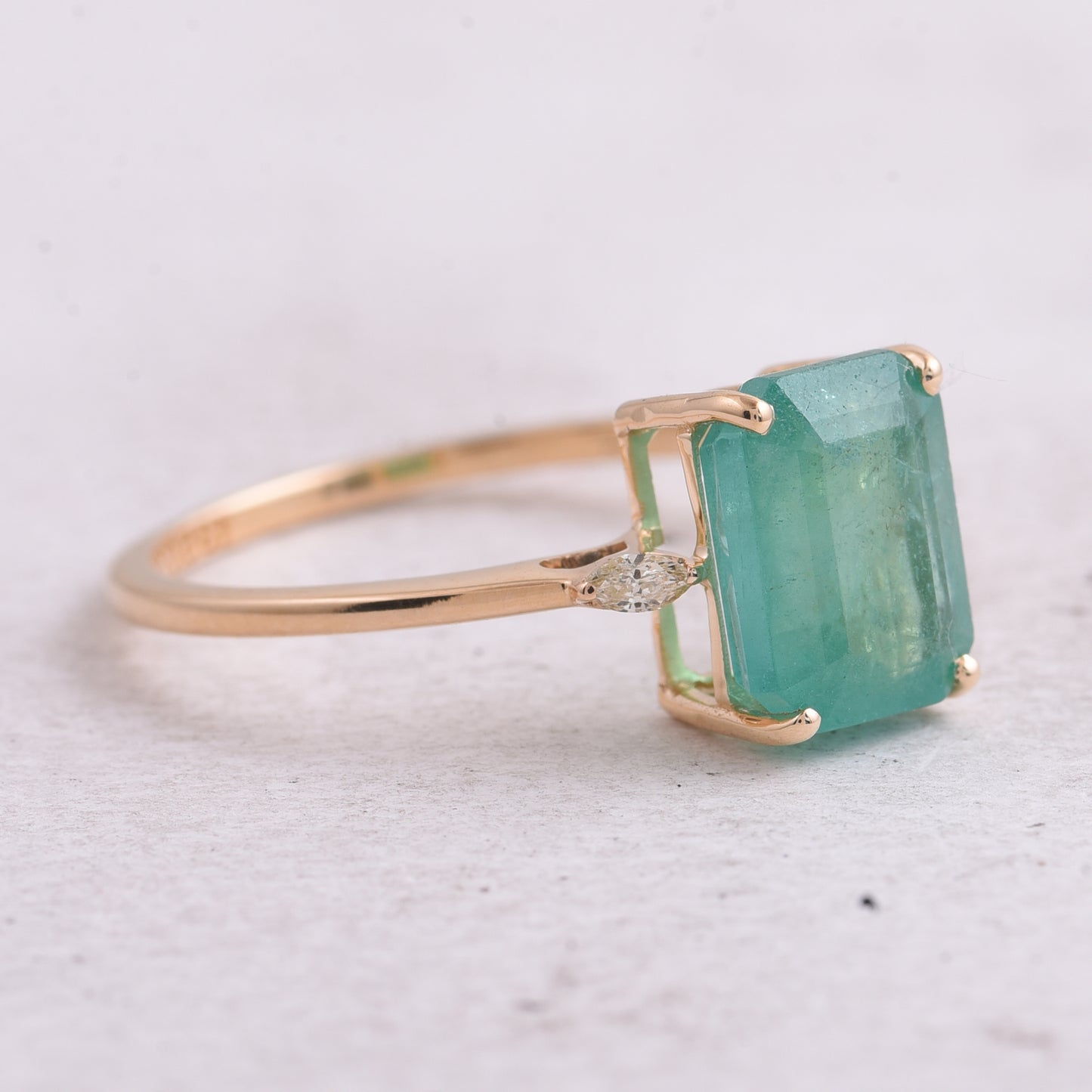 2.52 Ct Octagon Step Cut Natural Emerald 14K Gold Ring