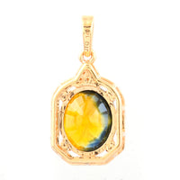 3.22 Ct Oval Mixed Cut Natural Bi Coloured Sapphire 14K Gold Pendant