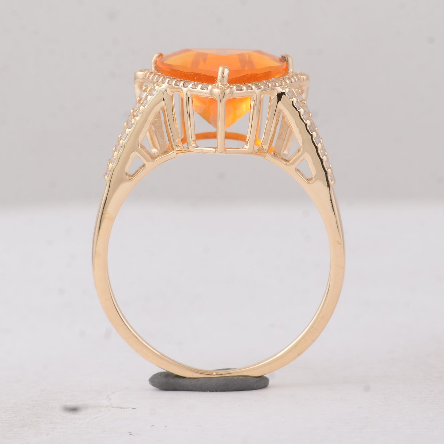 2.18 Ct Trillion Br.Fire Opal 9K Gold Ring