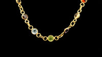 9.65 Ct Round Garnet, Peridot, Blue Topaz, Citrine, Amethyst 925 Sterling Silver Necklace