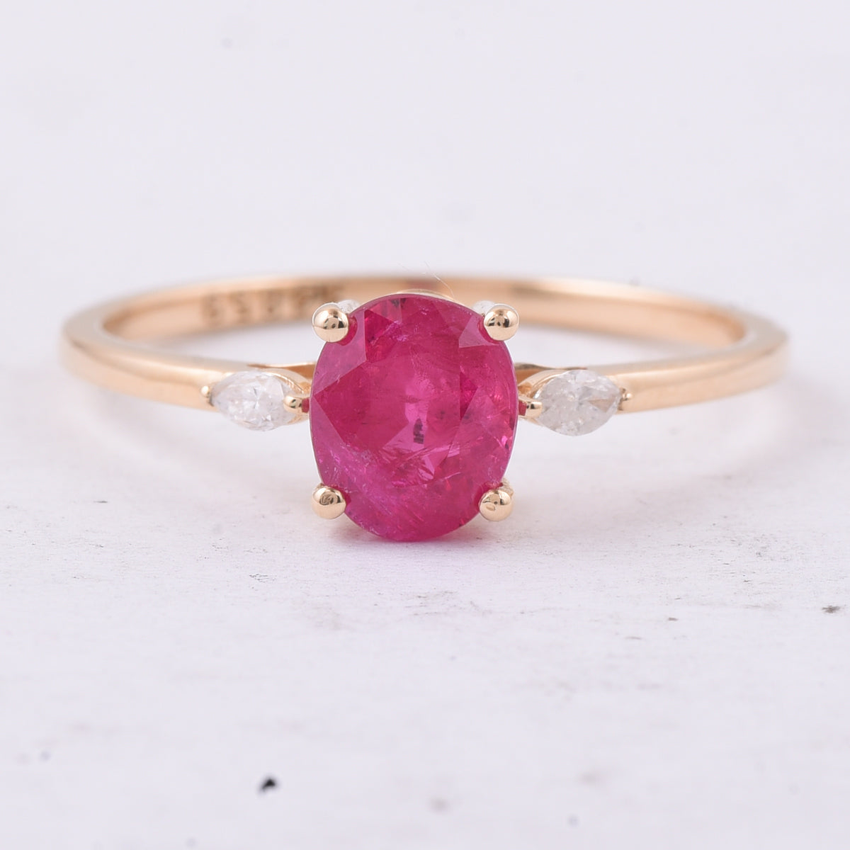 1.21 Ct Oval Natural Ruby 14K Gold Ring