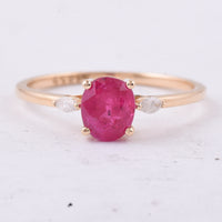 1.21 Ct Oval Natural Ruby 14K Gold Ring