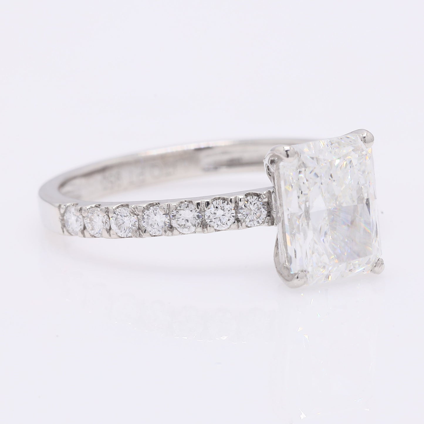 2.22 Ct Cut Cornere Rectangular Modifie Brilliant Lab Grown Diamond 950 Platinum Ring
