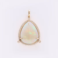 10.34 Ct Pear Cabochon Natural Opal 14K Gold Pendant