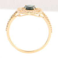 1.07 Ct Oval Mixed Cut Natural Corunum Green Sapphire 14K Gold Ring