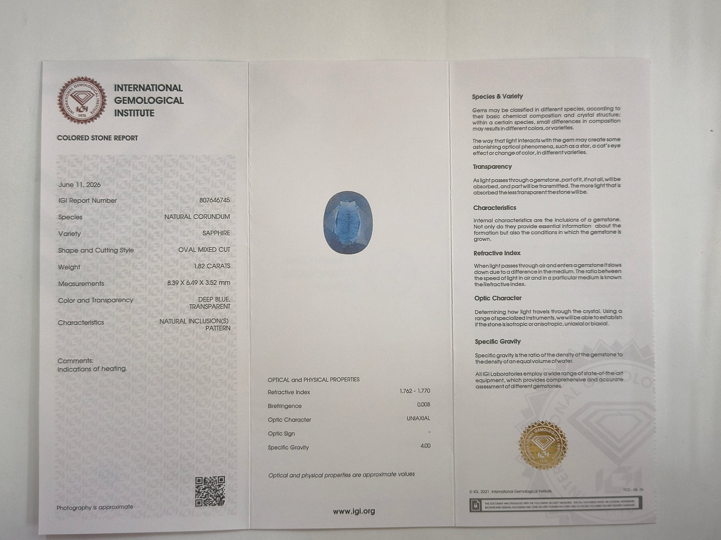1.83 Natural Corundum Sapphire Oval Mixed Cut Gemstone