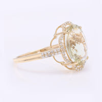 4.15 Ct Oval Mixed Cut Natural Sunstone 14K Gold Ring