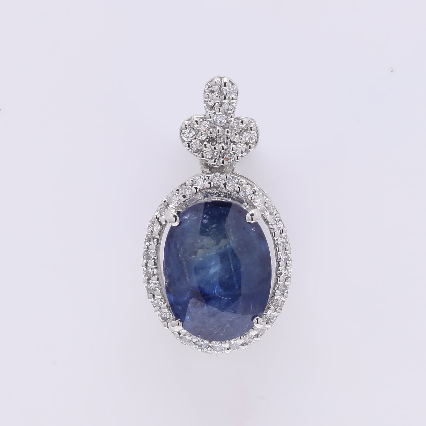 2.57 Ct Oval Mixed Cut Natural Sapphire 950 Platinum Pendant