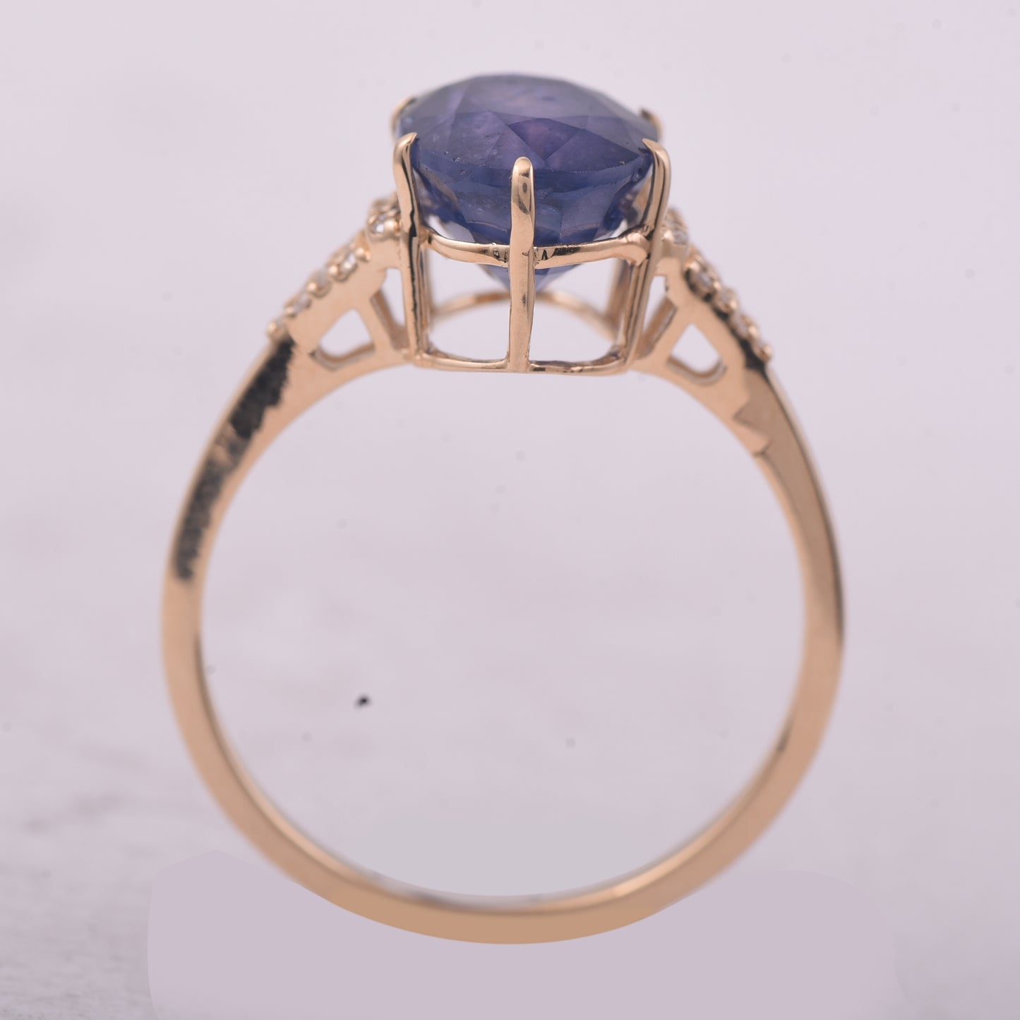 4.27 Ct Oval Mixed Cut Natural Sapphire 14K Gold Ring