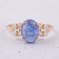 2.58 Ct Oval Cabochon Cut Natural Tanzanite 14K Gold Ring