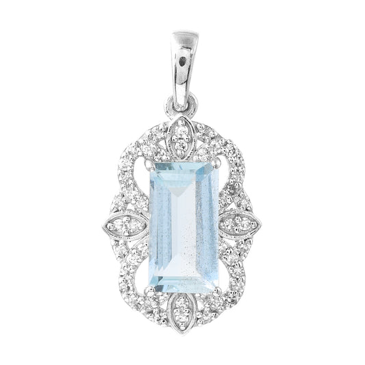 1.13 Ct Octagon Aquamarine 950 Platinum Pendant