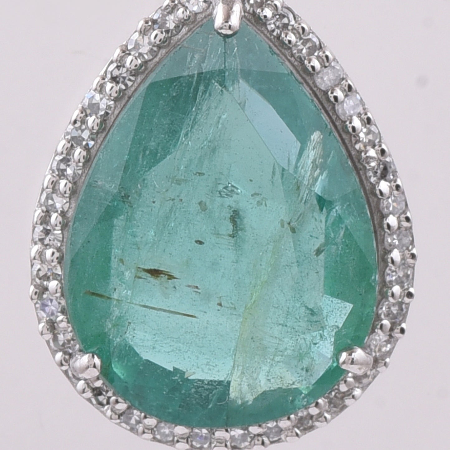2.98 Ct Pear Natural Emerald 950 Platinum Pendant