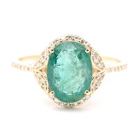2.44 Ct Oval Natural Emerald 14K Gold Ring