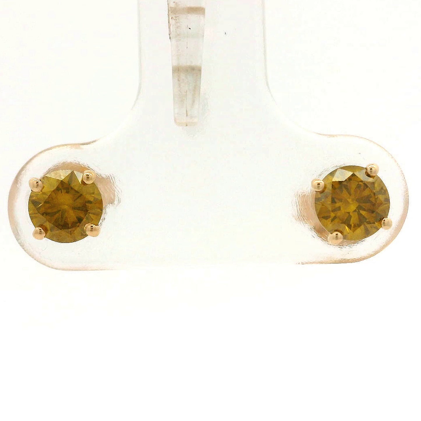 0.64 Ct Round Yellow Diamond 14K Gold Earrings