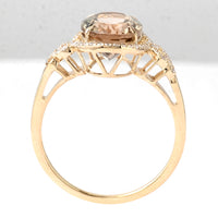 2.73 Ct Oval Mixed Cut Natural Plagioclase Feldspar Sunstone 14K Gold Ring