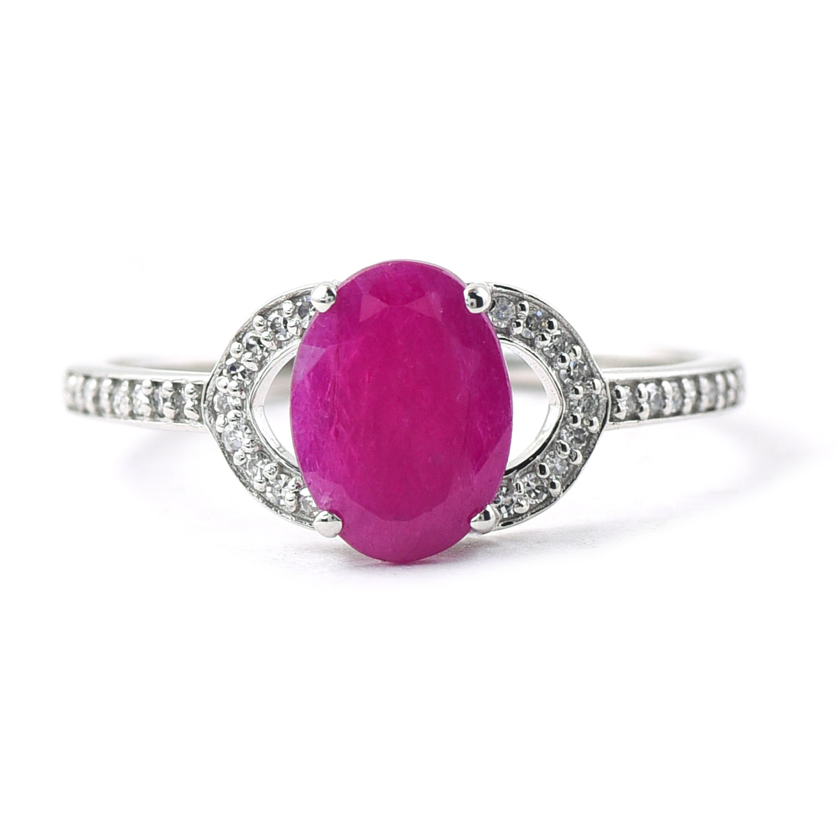 1.27 Ct Oval Mixed Cut Natural Ruby 950 Platinum Ring