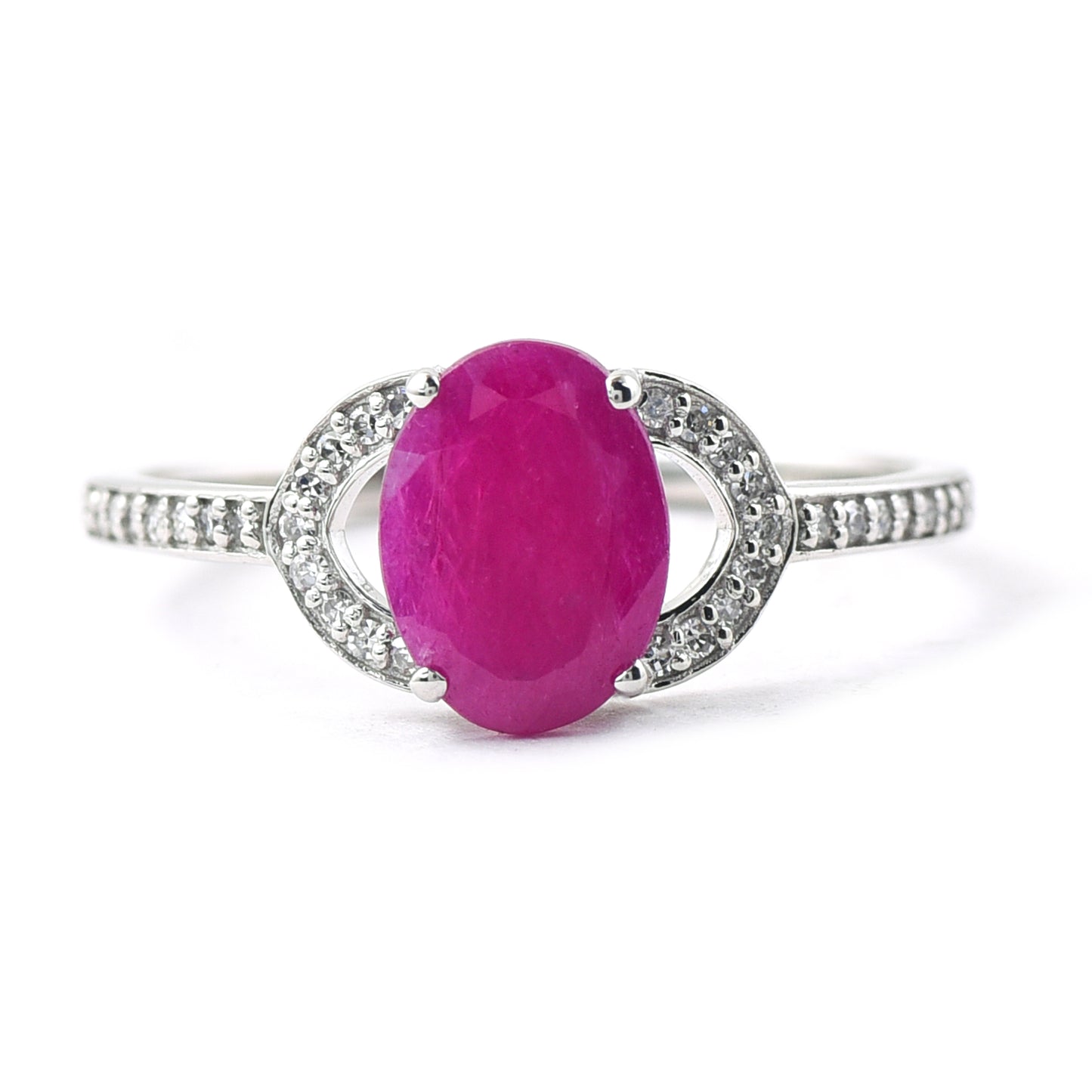 1.27 Ct Oval Mixed Cut Natural Ruby 950 Platinum Ring