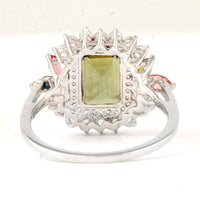2.53 Ct Octagon Step Cut, Marquise Mixed Cut Natural Multi-Coloured Tourmaline 950 Platinum Ring