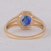 1.69 Ct Cushion Sapphire 9K Gold Ring