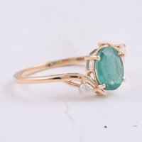 1.53 Ct Oval Natural Emerald 14K Gold Ring