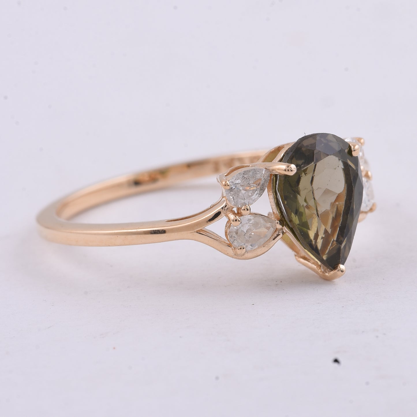 1.29 Ct Pear Natural Tourmaline 14K Gold Ring