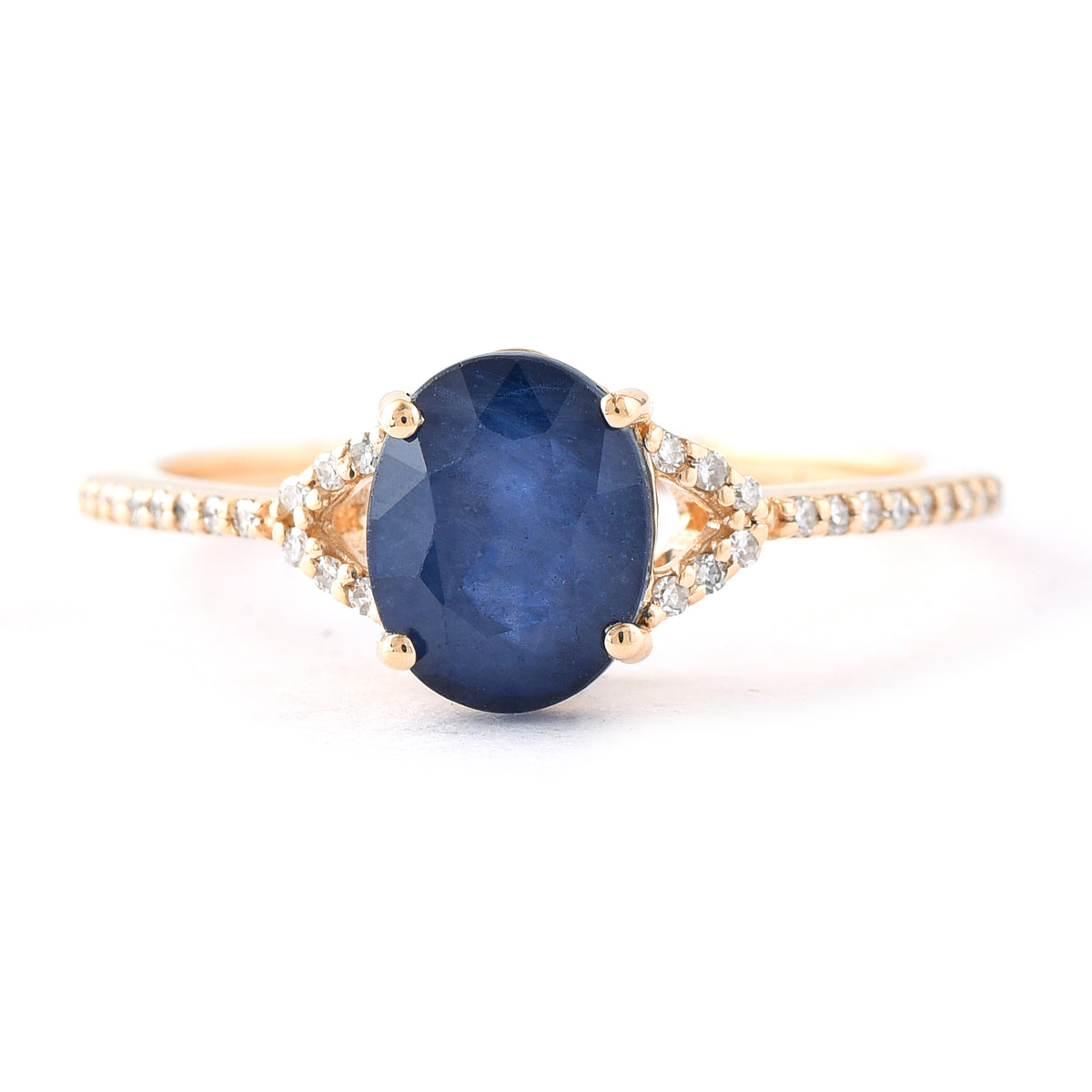 2.09 Ct Oval Mixed Cut Natural Sapphire 14K Gold Ring