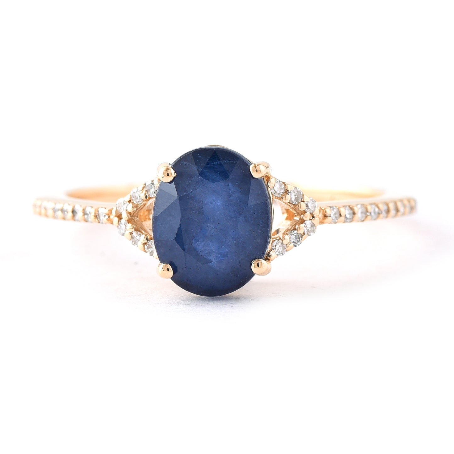 2.09 Ct Oval Mixed Cut Natural Sapphire 14K Gold Ring
