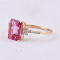 2.88 Ct Octagon Step Cut Natural Topaz 14K Gold Ring