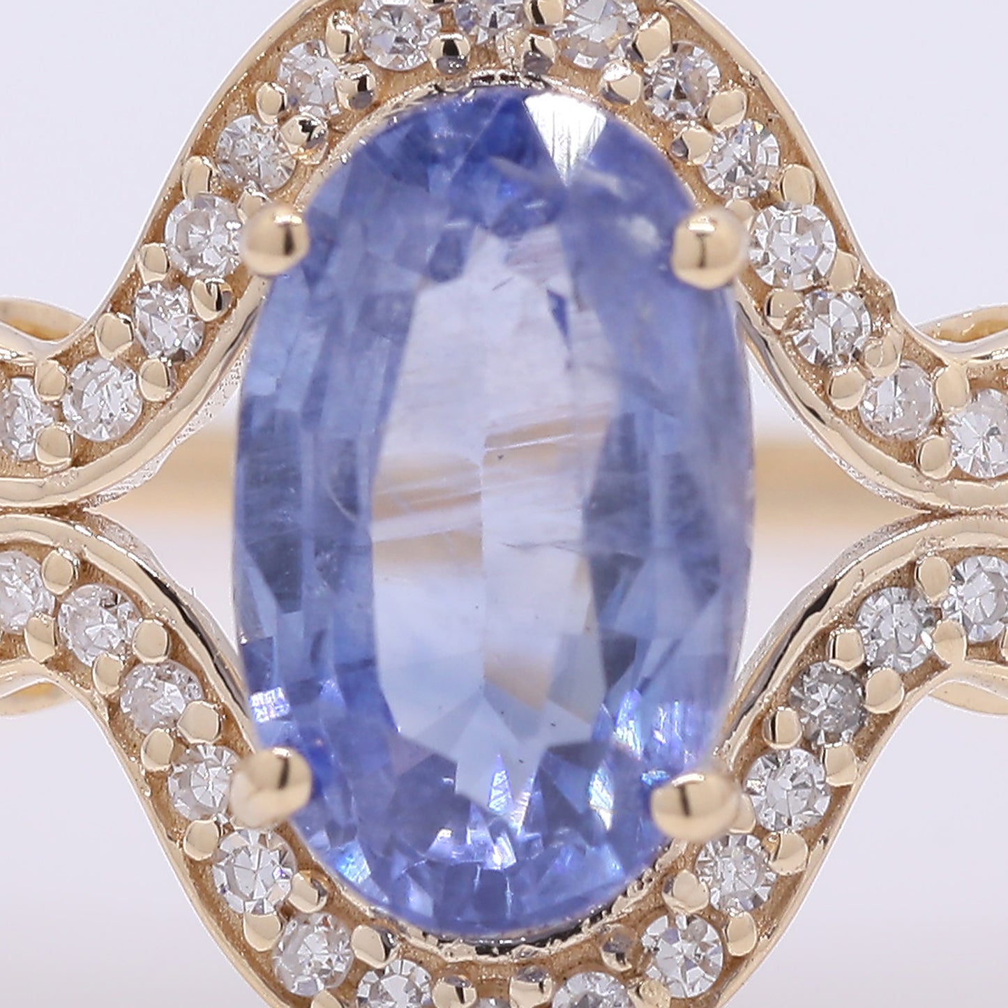 2.21 Ct Oval Mixed Cut Natural Sapphire 14K Gold Ring