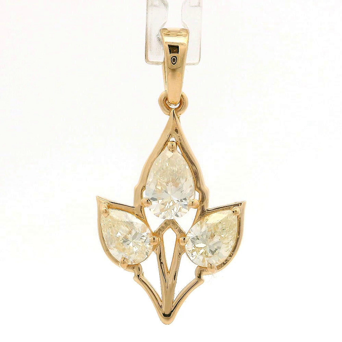 1.09 Ct Pear Diamond 14K Gold Pendant